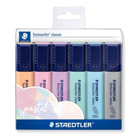 STAEDTLER - Set de 6 Resaltadores Pastel Textsurfer Classic, Colores Surtidos, Tinta a Base de Agua, 1-5mm, 364 CWP6PA