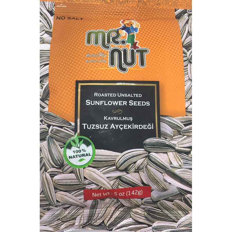 Mr. Nut Mr Nut Roasted UNSALTED SunFlower Seeds 5 oz,PACK