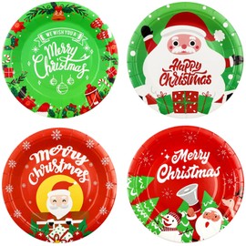 JJQHYC 40 Piece Christmas Plates Christmas Paper Plates Christmas Party Tableware Christmas Decorations Christmas Dinner Paper Plates Christmas Party Supplies