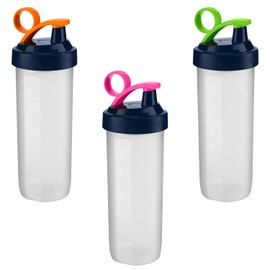 Protein Shaker Bottle, 740ml BPA Free Large Sports Water Bottles, No Blending Ball, Leak-Proof Screw-On Lid & Drinking Flip Cap, Durable Drink Bottle for Fitness Gym Camping Outdoor (Pack of 3)