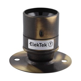 ElekTek ES E27 Edison Screw Fitting Fixed Base Lamp Holder with Smooth Sheath Ideal for Surface Mounting Vintage Filament Lamps Antique Brushed Brass