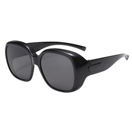 Long Keeper Polarized Fit Over Sunglasses for Women Oversized Square Trendy Wrap Around Sunglasses Wear Over Glasses (BrightBlackGrey)