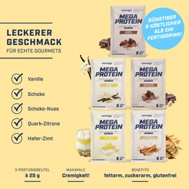 Energybody® Mega Protein Powder Sample Pack 1-5 x 25 g - Multi-Component Protein with Casein Whey Mix as Protein Powder/Protein Powder Sample Pack / Protein Powder Sample Set