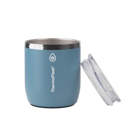 Thermoflask Drinkware Lowball Tumbler - Double-Wall Tumbler for Cold & Hot Drinks - Lightweight & Simple Drink Cup with Lid - Modern & Durable Drinking Cup - 10 oz, Dusty Blue