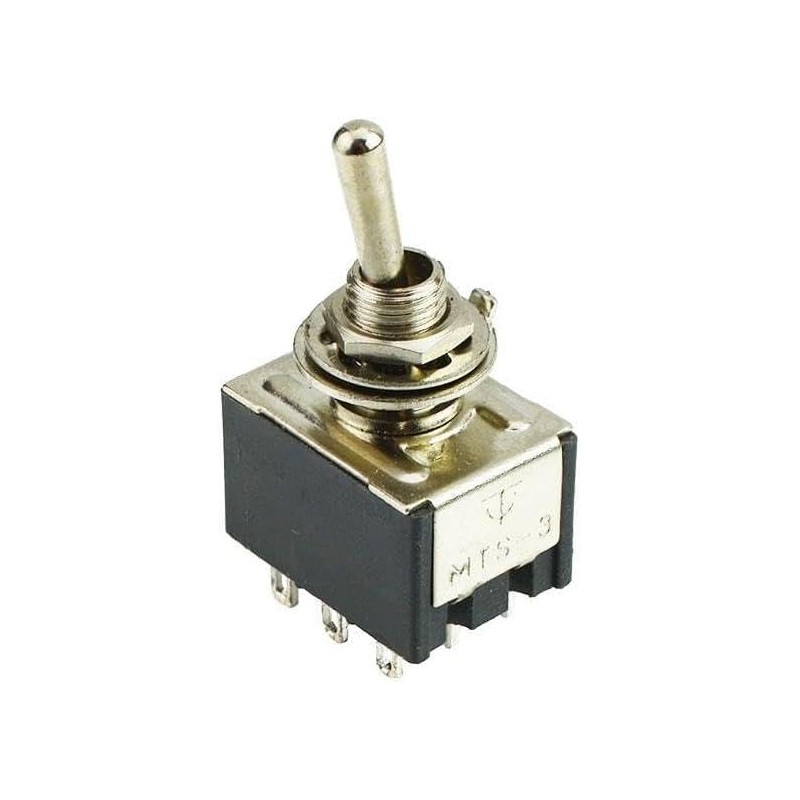 On/On Mini Toggle Switch Miniature 3PDT 9 Terminals 2A 250V
