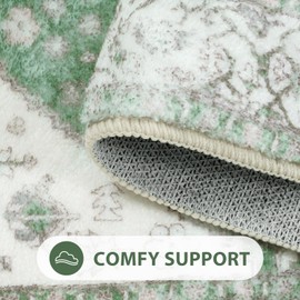 Uphome Green Bath Mat Oriental Boho Bathroom Rugs Farmhouse Soft Plush Washable Toilet Rug Non-Slip Vintage Distressed Bath Mats for Bathroom Tub Sink Toilet, 20x32 inch