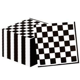 50PCS Checkered Flag Napkins, Black and White Race Car Birthday Napkins Racing Theme Disposable Party Supplies for Baby Shower, Kids, Men Decorations