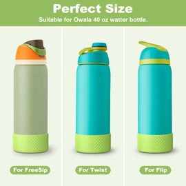 yoelike Silicone Water Bottle Boot for Owala 40 oz, 2PCS Anti-Slip Protective Sleeve for FreeSip/Twist/Flip, Watter Bottle Accessories, Bottom Bumper Cover, Dishwasher Safe, BPA Free