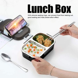 700ml Bento Box,Lunch Box,304 Stainless Steel Portable Lunch Box Food Container with Removable Liner Good Insulation for Outdoor Camping Picnic(BLACK)