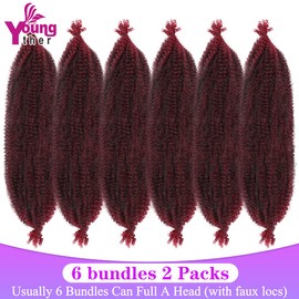 Marley Braiding Hair 24 Inch Long 6 Packs Springy Afro Twist Crochet Hair for Distressed Butterfly Locs Synthetic Pre-Separated Spring Twist Braids Hair Extensions for Black Women (Tbug)