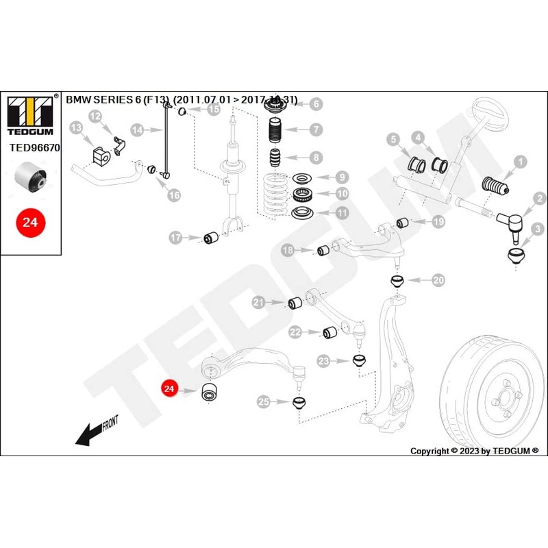 TEDGUM TED96670 FRONT LEFT/RIGHT LOWER CONTROL ARM BUSHING (INNER)