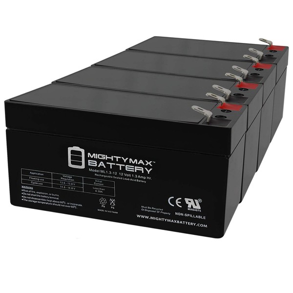 ML1.3-12 - 12 Volt 1.3 AH SLA Battery - Pack of 4