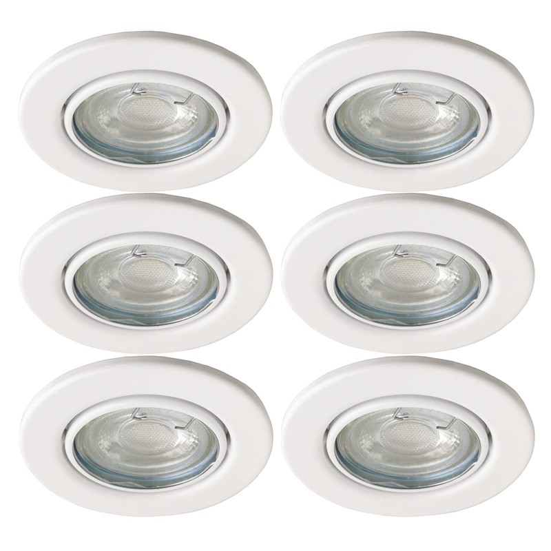 Trango Set of 6 LED Recessed Spotlights in White Round