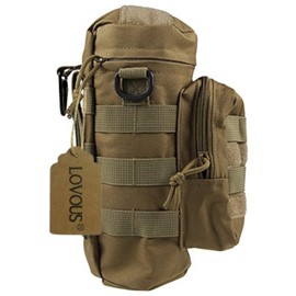 LOVOUS Military MOLLE Tactical Travel Water Bottle Kettle Pouch Carry Bag Case for Outdoor Activities (Coyote Tan)