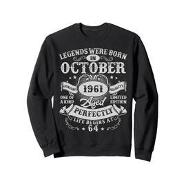 Legends Were Born in October 1961 Vintage 64th Birthday Men Sweatshirt