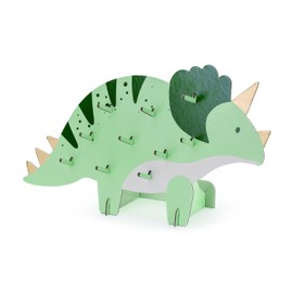 PartyDeco Dinosaur Stand 38 x 23 cm - Donuts Stand Triceratops with 10 Hooks - Doughnut Bagel Pretzel Wall - Birthday Decoration Children's Birthday - Green