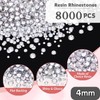 8000PCS 4mm Resin Rhinestones for Bedazzling, Clear Bulk Flatback Bedazzled