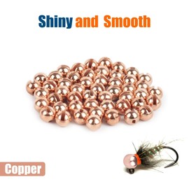 MUUNN 150pcs Tungsten Slotted Beads for Fly Tying, Sink Deeper and Faster 12 Colors/13 Sizes Slotted Tungsten Beads Fly Tying Beads Head Fly Tying Materials(Copper,3.8mm)