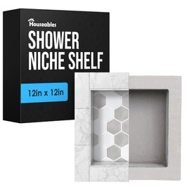 Houseables Shower Niche, Shower Niche Insert Tile Ready, 12x12 Inch, Recessed Bathroom Storage, in Wall Shelf, Cubby Inserts, Recessed Shampoo Caddy, Inset Shelves, Built in Nook, Soap Box, Prefab
