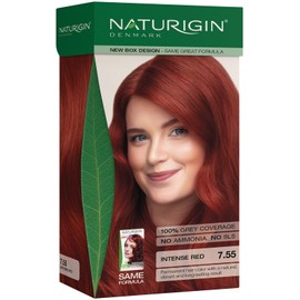Naturigin Permanent Hair Color, 7.55 Intense Red, Ammonia Free, 100% Gray Coverage, Nourishing Natural Formula, For All Hair Types, Long-Lasting, Vegan & Cruelty-Free, 1 Pack