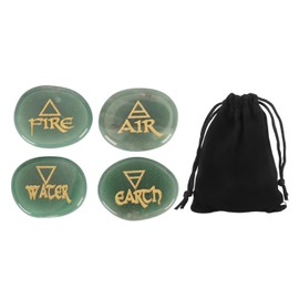 Crystal Runestone Oval Hand Engraving Portable Exquisite Agate Crystal Runes for Travel Green