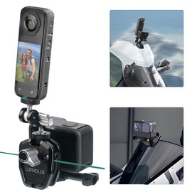 Lupholue Motorcycle Windshield Clip Mount Quick Release Clip Mount for GoPro Hero 13 12 11 10 9 8 7, Insta360 X4 X3 X2 X ONE RS R, DJI Osmo Action, Smartphone (Long)