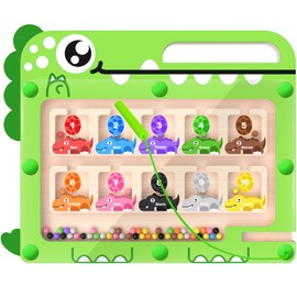 FunMission Magnetic Color and Number Maze, Montessori Toys, Wooden Puzzle Activity Board for 3+ Year Old Kids, Counting & Color Sorting Educational Toys for Toddlers and Boys Girls 3 4 5 6 Years Old