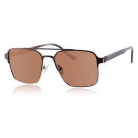 Aviator Square Polarized UV400 Sunglass for Men Women with Car Visor Compatible Case (Brown Frame Brown Lens)