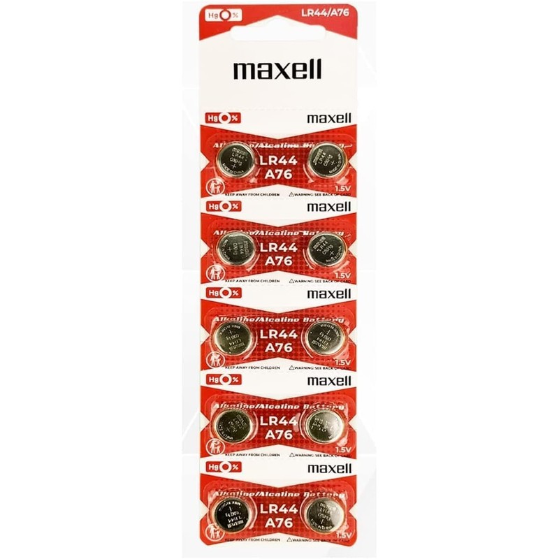 Maxell LR44 (A76) Batteries, 10 Count (775011)
