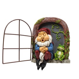 Mini Garden Resin Crafts Decoration Gnome Window Sleeping Garden Sculpture Gnome Outdoor Ornament Decoration