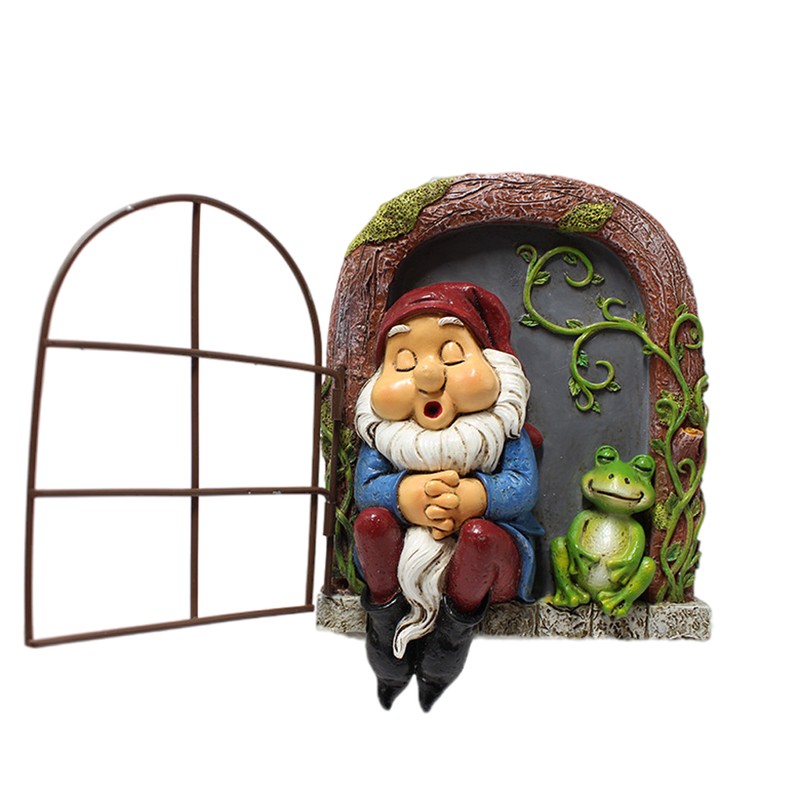 Mini Garden Resin Crafts Decoration Gnome Window Sleeping Garden Sculpture