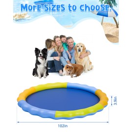 Splash Pad for Kids and Dog, YSJILIDE Non-Slip Large Sprinkler Splash Play Mat, 120" Sprinkler Pool for Outside Backyard Dog Pool