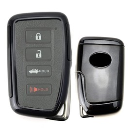 iJDMTOY Glossy Black TPU Key Fob Cover w/Button Cover Panel Compatible With Lexus is ES GS RC NX RX GX LX Gen2 Smart Key