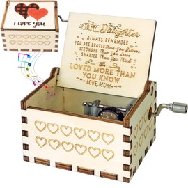 sakruda Wooden Music Box for Daughter,Gift from Mum to My Daughter,Hand Crank Tune You Are My Sunshine,Vintage Wood Musical Box to Girls from Mom on Birthday,Christmas Day,New Year,Children’s Day