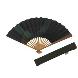 Hasegawa Kyoto Artisan Fan, Kasumi Fan, Large Size, Handmade, Fan Bag Included, Green