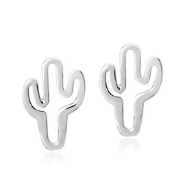 AeraVida Desert Inspired Resilient Cactus .925 Sterling Silver Stud Earrings | Minimalist Sterling Silver Stud Earring for women | Cactus stud Earrings | Casual Stud Earrings | Gift for Daughter,