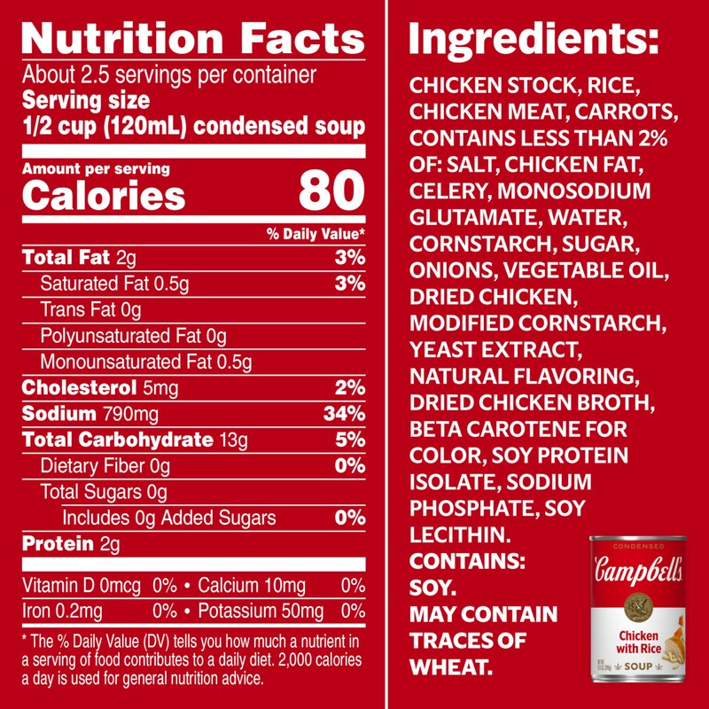 Campbell's Condensed Chicken and Rice Soup, 10.5 oz Can (12