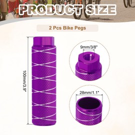 PATIKIL Bike Pegs Fit 3/8 Inch Axles, 2 Pack Aluminum Alloy Anti-Skid Lead Foot Bicycle Peg Back Seat Stands with Thin Line for BMX Mountain Dirt Bike Cycling Rear Stunt Pegs, Dark Purple