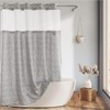 Sage Green Farmhouse Shower Curtain with Snap-in Liner, No Hooks
