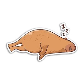2 x 10cm Sleepy Capybara Vinyl Stickers - Wild Animal Pup Rodent Pets Cartoon Art Travel Decoration Laptop Scrapbook Label Sticker #81047