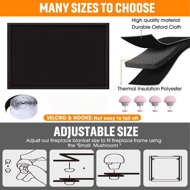Fireplace Cover, Fireplace Blocker Blanket Stops Overnight Heat Loss, Adjustable