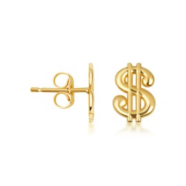 FDJ Yellow Gold Dollar Sign Money Stud Earrings - 10K
