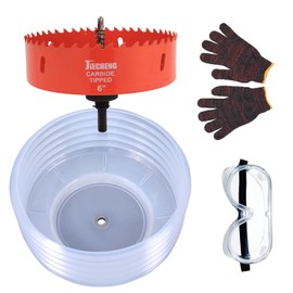 JIECHENG Carbide-Tipped 6 Inch Hole Saw with Dust Bowl for Led Recessed Lighting Wood and Gypsum Board