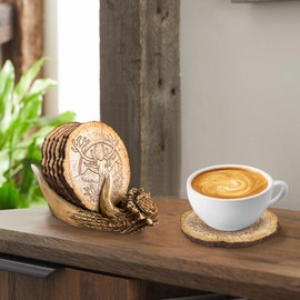 Deer Antler Rustic Coasters, Drink Coasters Set of 6, Handmade Unique Moose Coasters, Fun Resin Coaster for Coffee Table, Cup Coasters with Anti-Scratch Bottom for Drink Coffee Bar Kitchen Home Decor