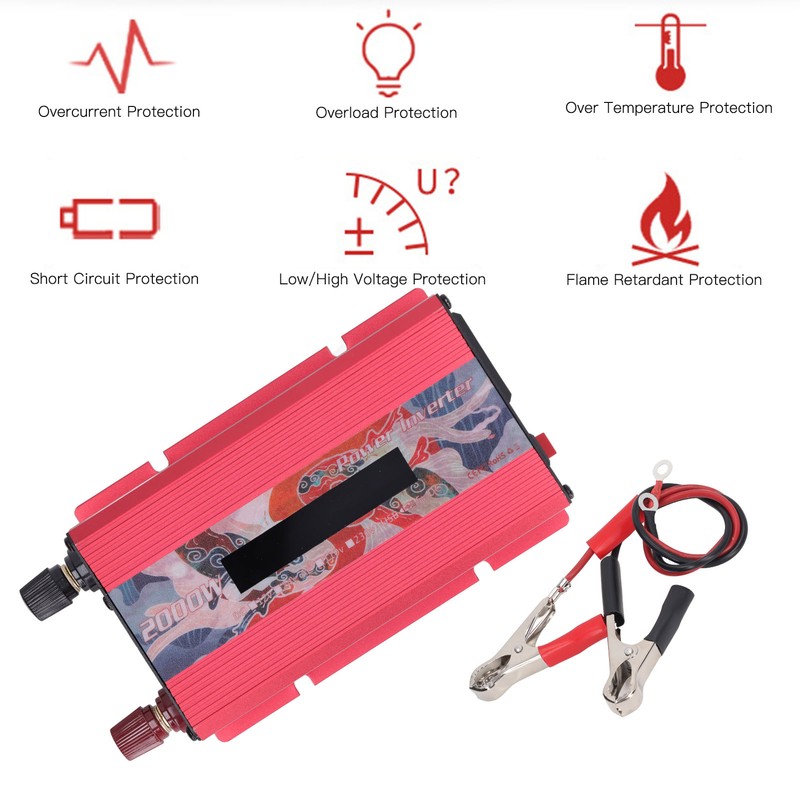 Car Power Inverter DC to AC Fast Heat Dissipation LCD