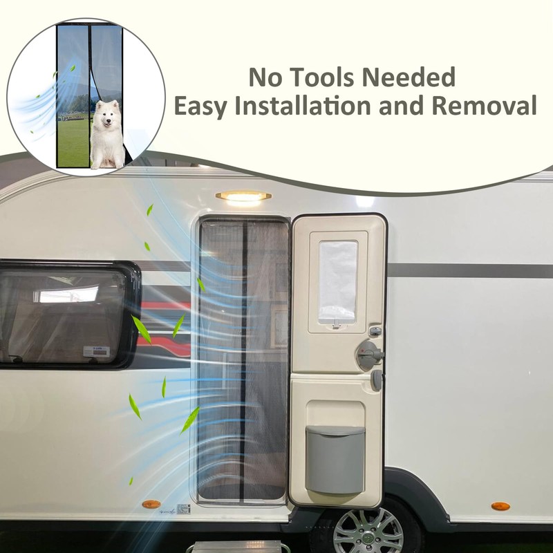 Zejoot Universal Magnetic Screen Door for RV, Tear-Resistant RV Mosquito