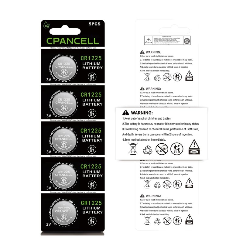 CPANCELL CR1225 Lithium Batteries 3V High Capacity Battery (5 Count)