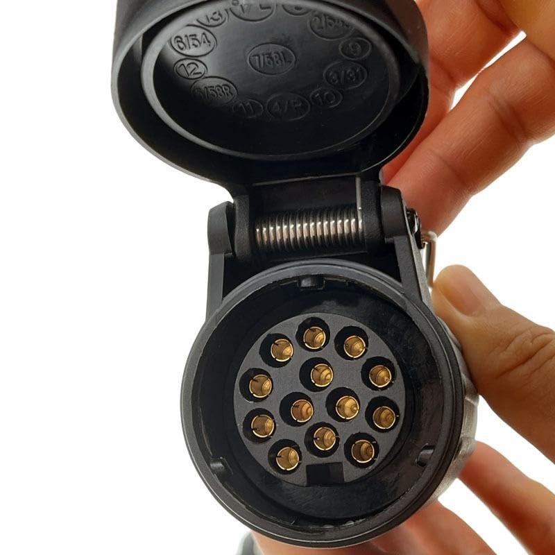 13-pin plastic trailer plug, socket, cable connection, 13 pin, suitable