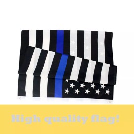 Thebattery Connection 3x5FT Thin Blue Line Black And White American Flag Police Law Enforcement Defend