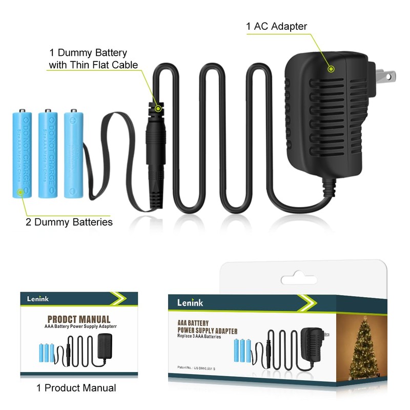 Lenink AC Power Supply Adapter for AAA Battery,Replace 3 AAA